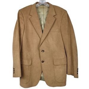 Vintage Tan Suede‎ Blazer Mens 40R Kingsridge Pincus Co USA Sport Coat Old Money